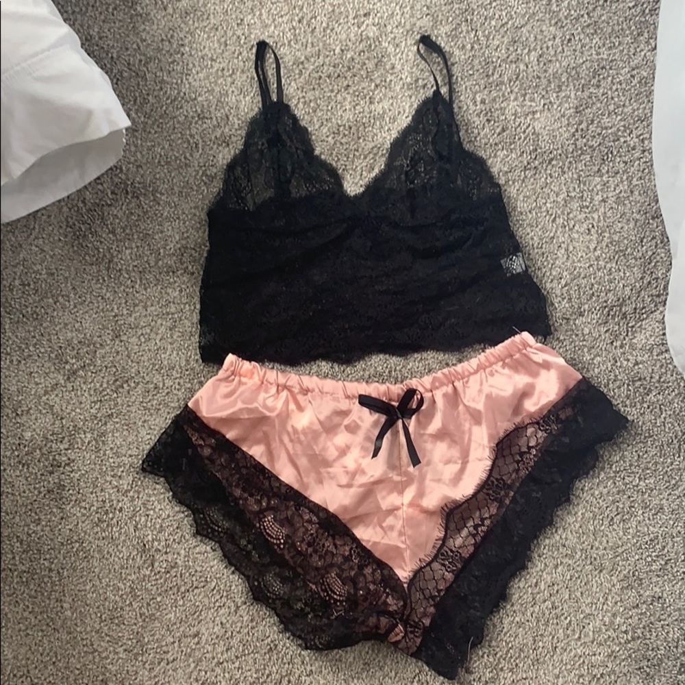 Pink and black lingerie
